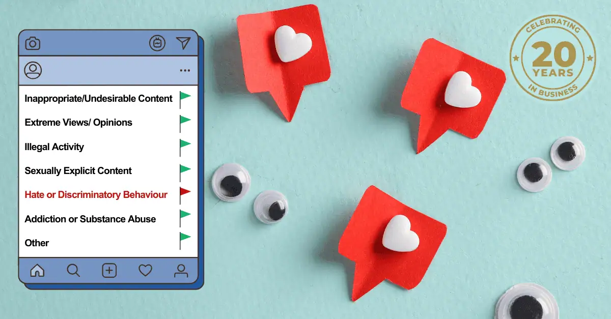 There is a list of green and red flags, googly eyes and the like symbols when someone likes a post on social media.
