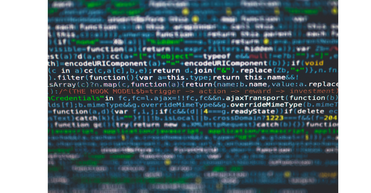 There is a computer screen with different coloured codes across it.