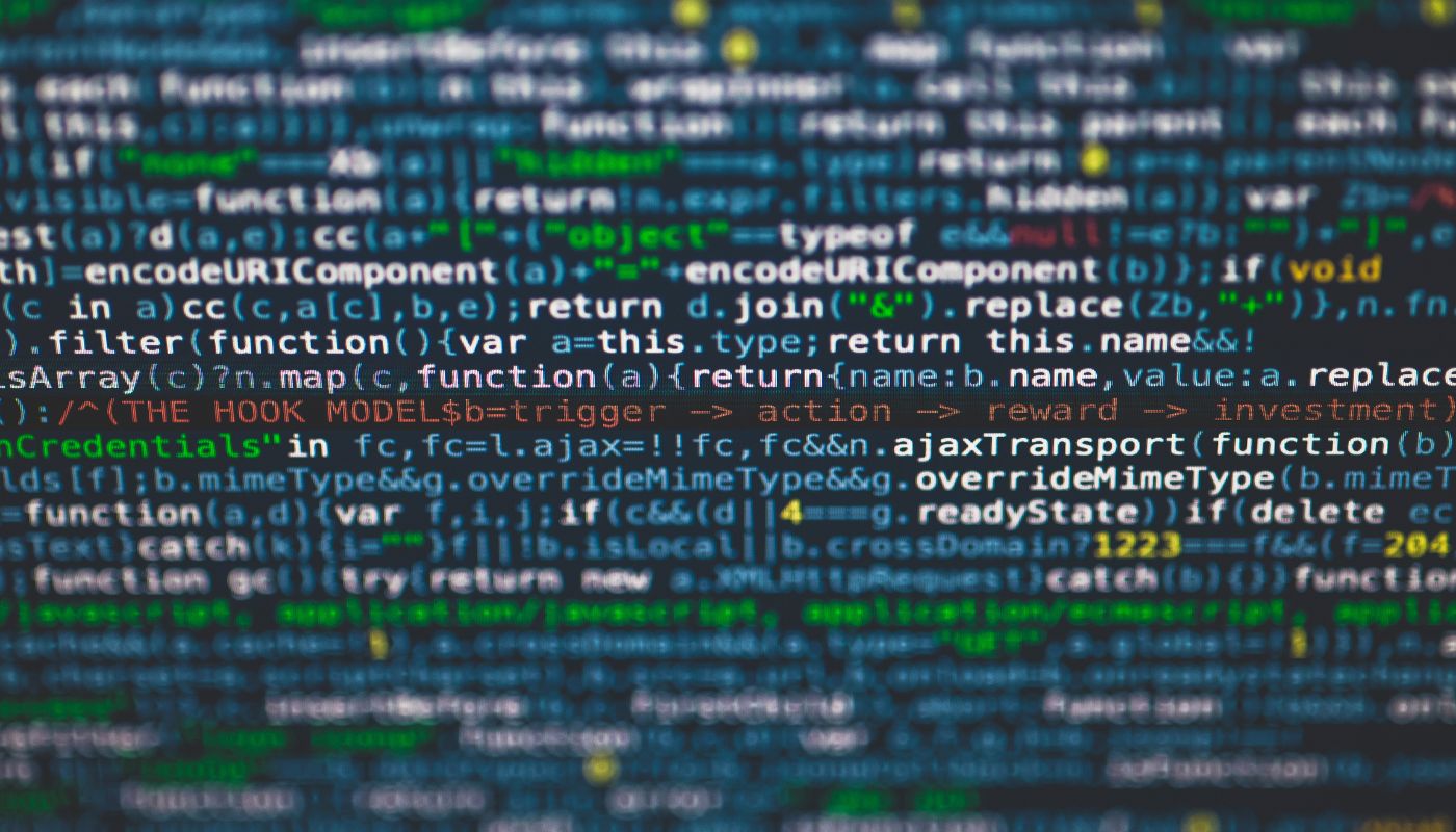 There is a computer screen with different coloured codes across it.