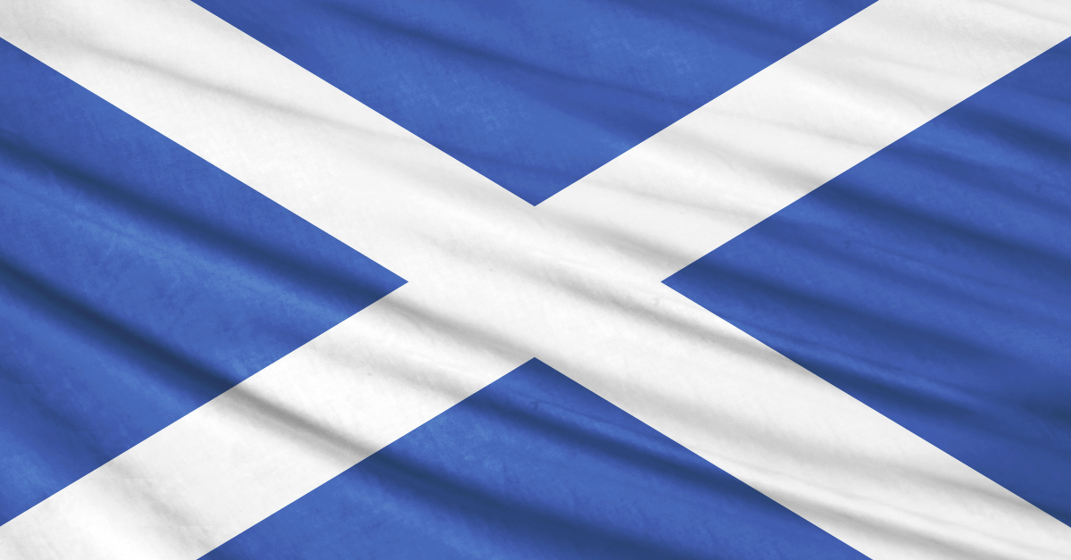 A close up of the Scottish flag.