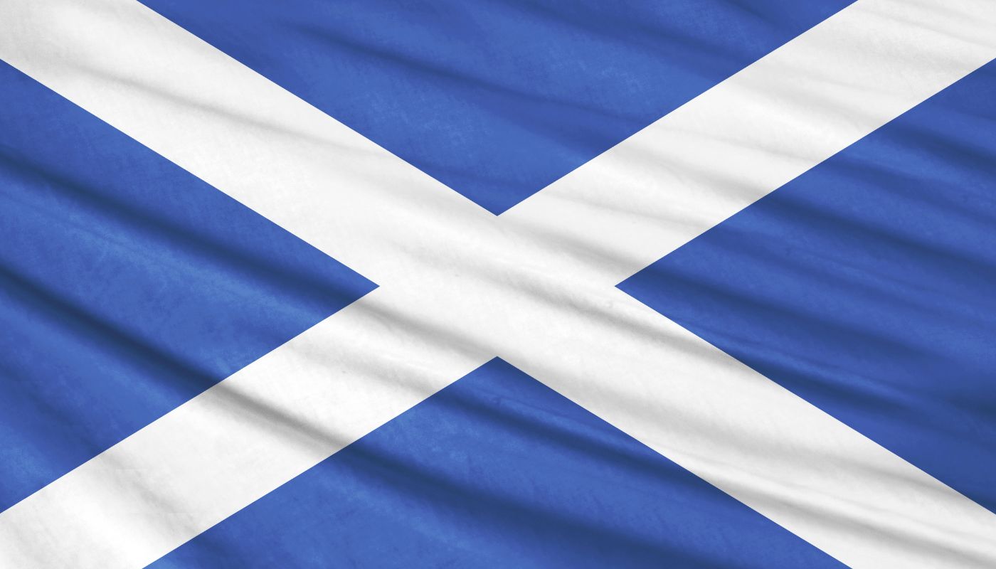 A close up of the Scottish flag.