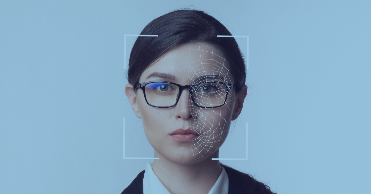 A women's face is being digitally identified as there is a digital scan around it.