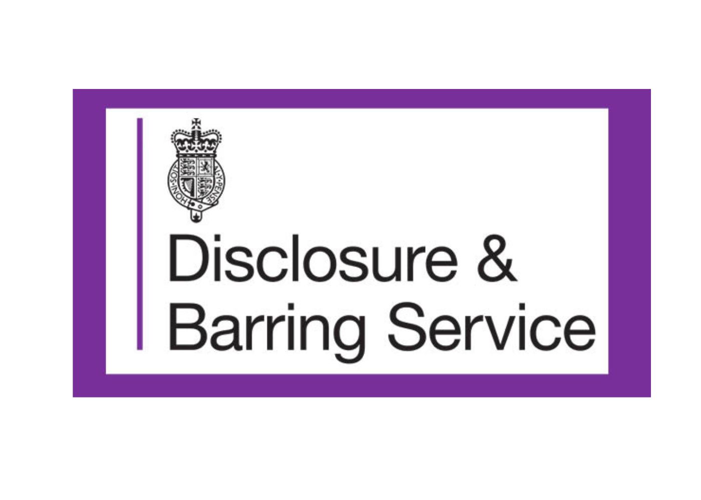 The Disclosure & Barring Service logo with a purple boarder.